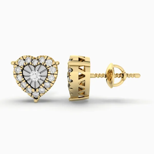Womens Glittering Heart Natural Diamond Stud Earring