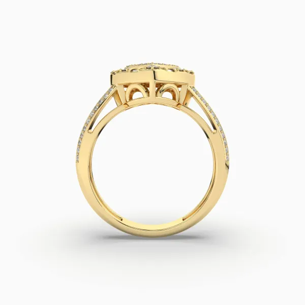 Heart Shape Ring With 0.41 CT Baguette And Round Natural Diamond