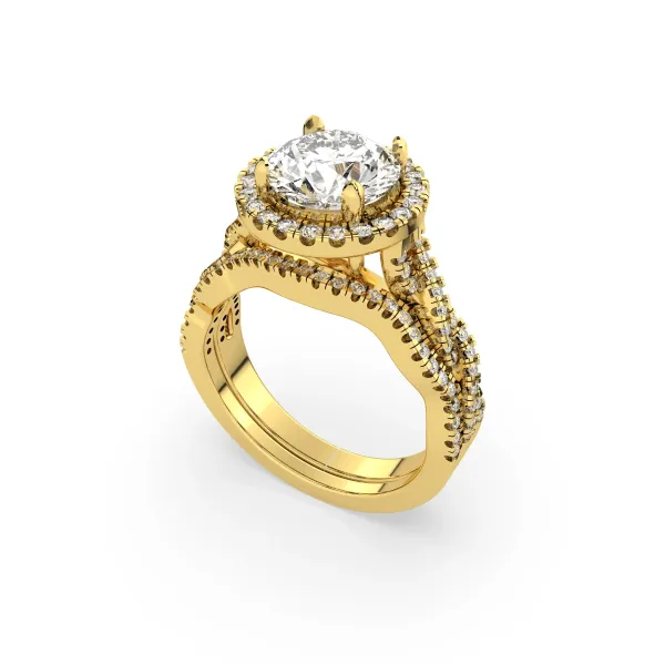 Large Round Center Diamond Halo Engagement Ring