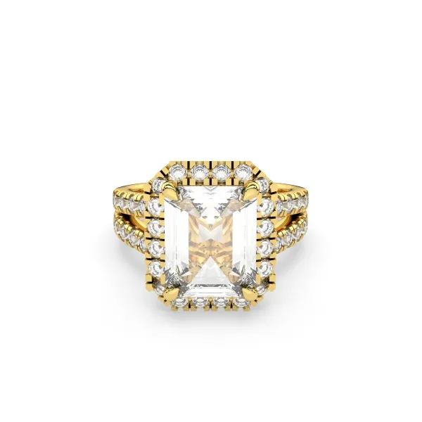 Emerald Cut Diamond Halo Engagement Ring