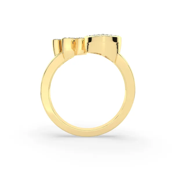 Gold Round Natural Diamond Heart Initial U Rings