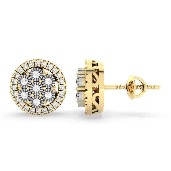 0.19 CT.T.W Natural Diamond Round Cluster Halo Design Unisex Earring