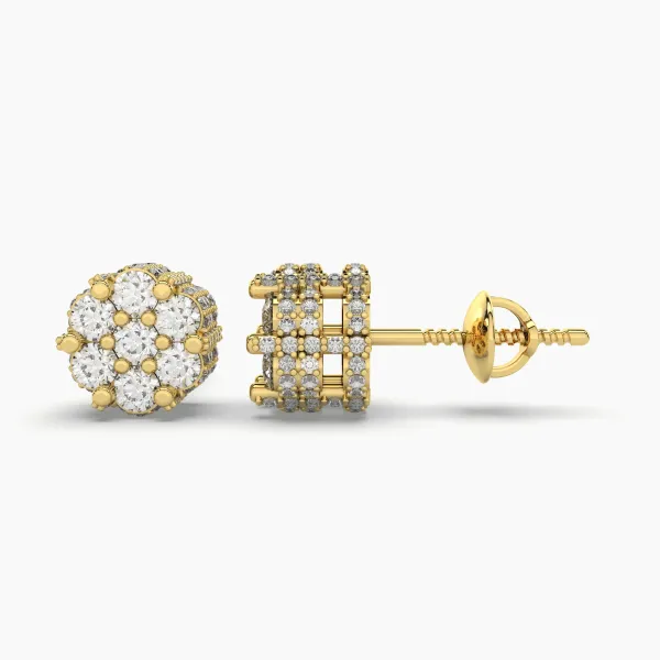 Vintage Cluster Studded Natural Diamond Earrings For Unisex