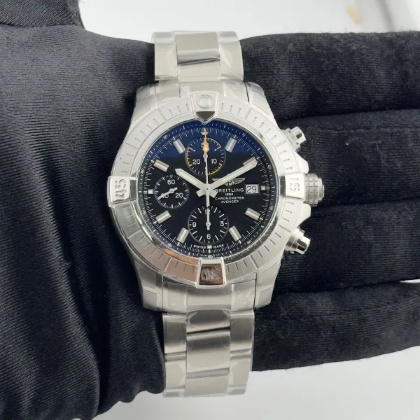 Breitling Avenger Chronograph Black Dial on Brushed Ref A13317 with Papers 2024