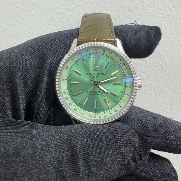 Breitling Navitimer Automatic Mint Green Dial on Leather Strap Ref A17395361L1P2 with Card