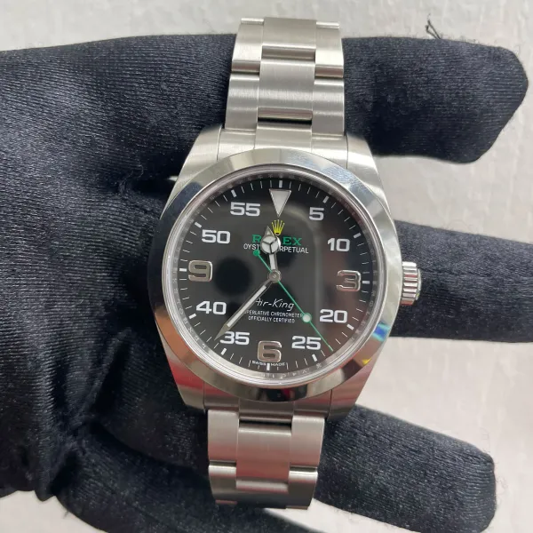 Rolex Airking Black Dial on Oyster Ref 116900 with New Style Card Green 2021