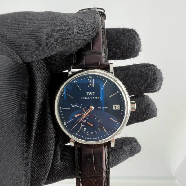 IWC Portofino Hand-Wound Eight Days Blue Dial on Leather Strap Ref IW510106 with Card 2017