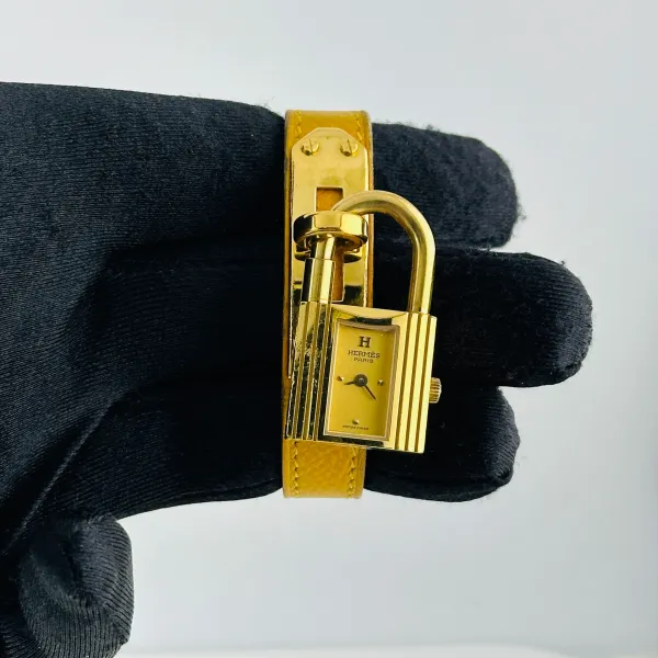 Hermes Kelly Clad On Ss Gold Dial on Leather Ref KE1.201