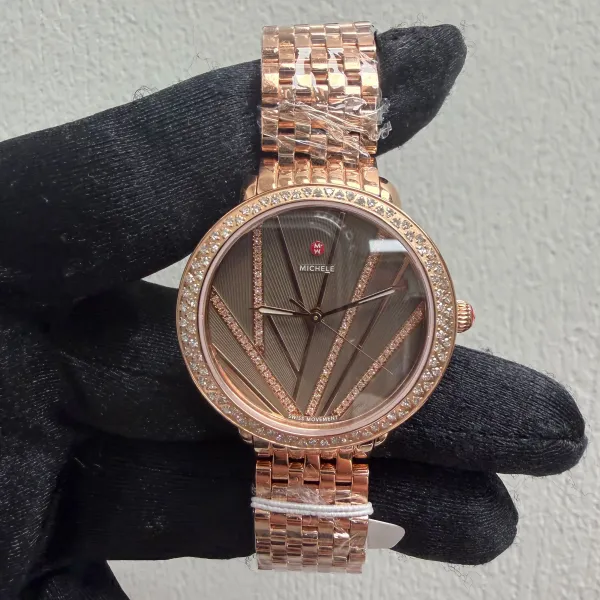 Michele Brown Dial Set With Diamonds Dial Ref MWW21B000113 with Card