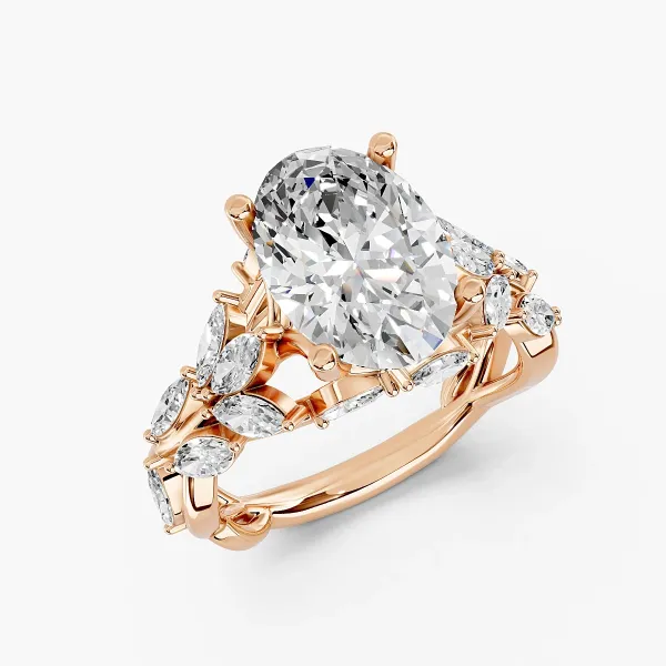 Selena Vintage Inspired Oval Shape 1 CT Lab Grown Diamond Floral Halo Engagement Ring For Women
