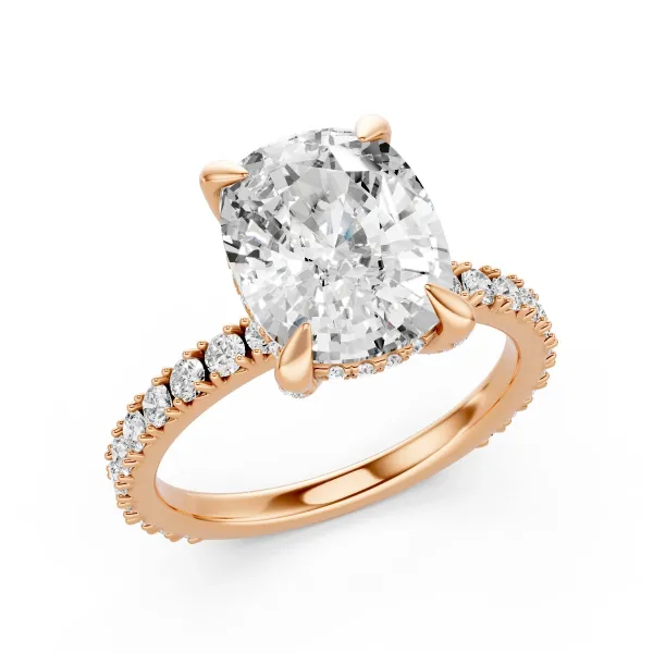 Lily Premium Cushion Shape 1 Carat Solitaire Engagement Ring For Women With Side Lab Grown Diamond