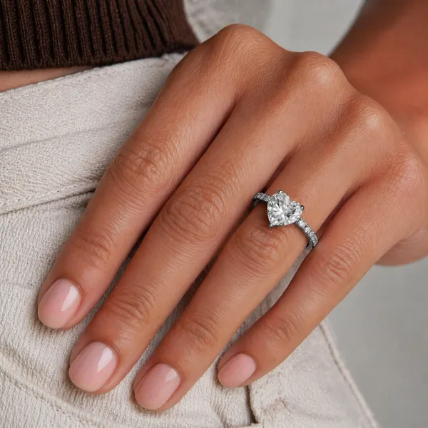 Faye 1.00 CT Heart Shape Lab Grown Diamond Engagement Ring