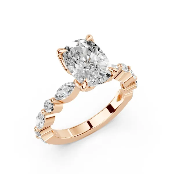 Gwen Elegant Cushion Shape 1 Carat Lab Grown Diamond Engagement Ring With Round Side Diamond