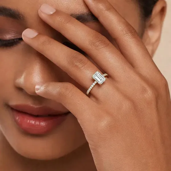 Emerald Cut Center Stone Lab Grown Diamond Engagement Ring