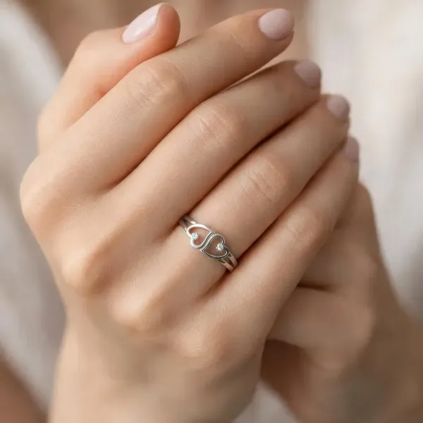 Nika Romantic Love Double Heart Natural Diamond Ring For Women