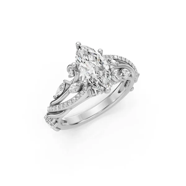 Antonella Marquise Diamond Engagement Ring With Twisted Design
