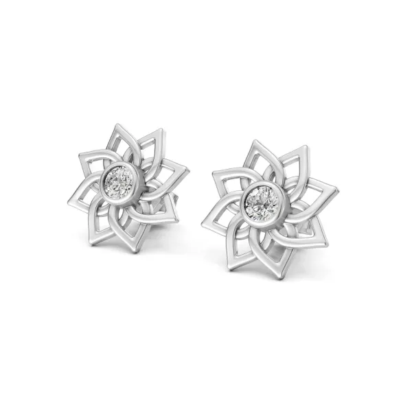 Floral Design 0.32 CT Natural Diamond Stud Earrings