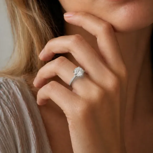 Esme 10K White Gold 2.85 CT Round Lab Grown Diamond Engagement Ring