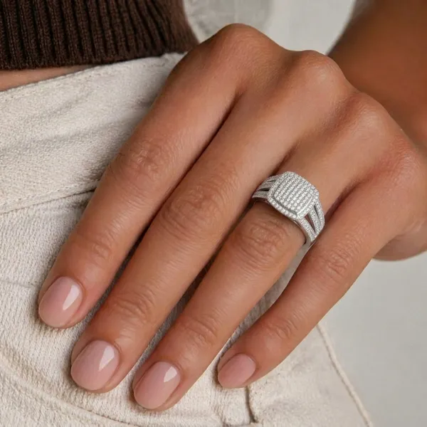 Ori Luxury Cushion Shape Round Natural Diamond Cluster Ring