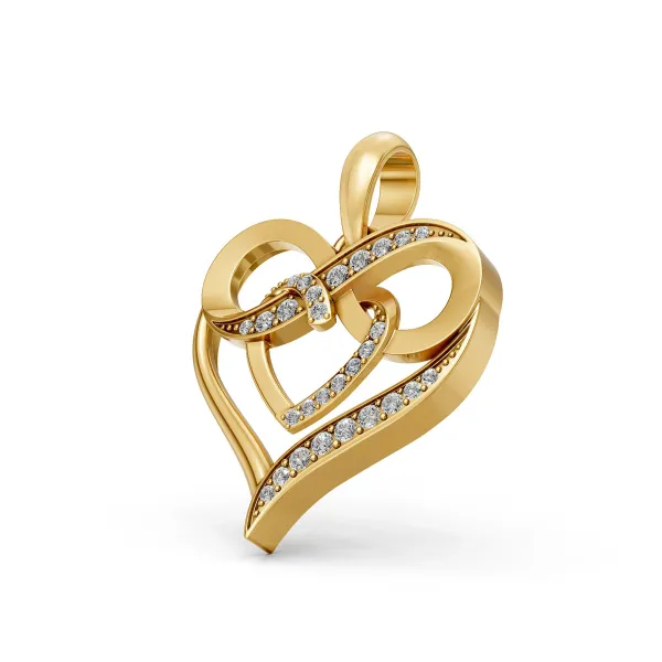 Elegant Love Symbol Infinity Heart Natural Diamond Pendant