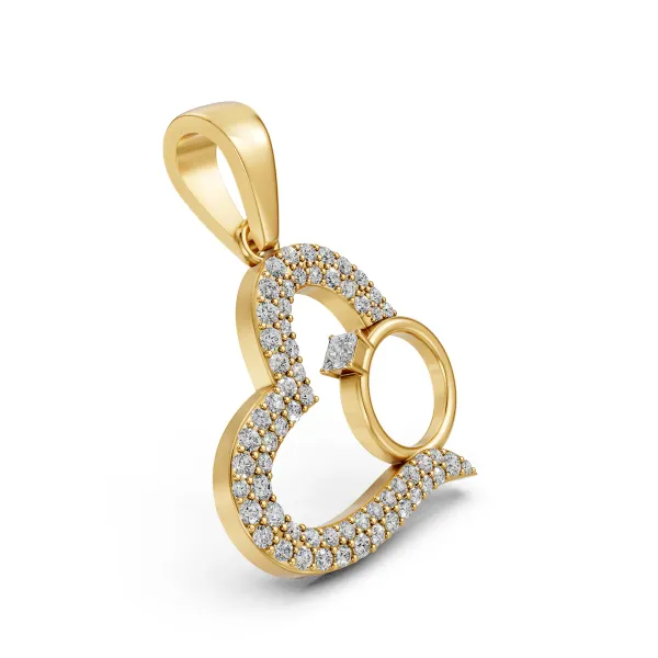 Intertwined Natural Diamond Heart Pendant