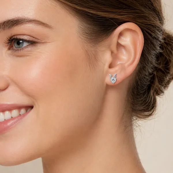 Reindeer Shaped 0.50 CT Natural Diamond Earrings