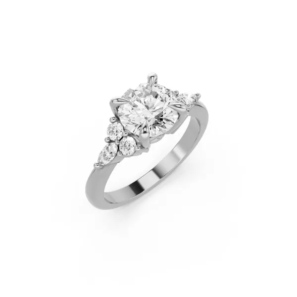 Elidi Classic Round Lab Grown Diamond Solitaire Ring With Side Stone