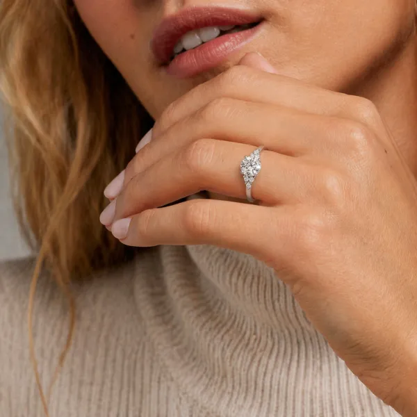 Elidi Classic Round Lab Grown Diamond Solitaire Ring With Side Stone