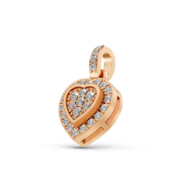 10K Rose Gold Valentine's Heart Natural Diamond Pendant
