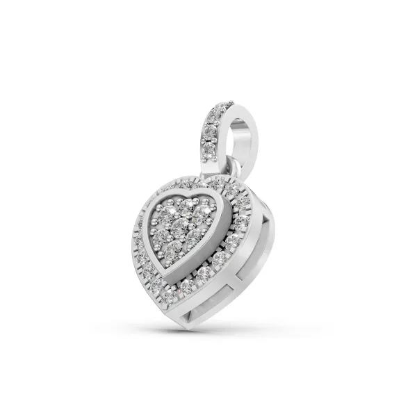 10K White Gold Valentine's Heart Natural Diamond Pendant