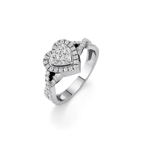Noa Heart Shape Natural Diamond Cluster Halo Design Engagement Ring For Women