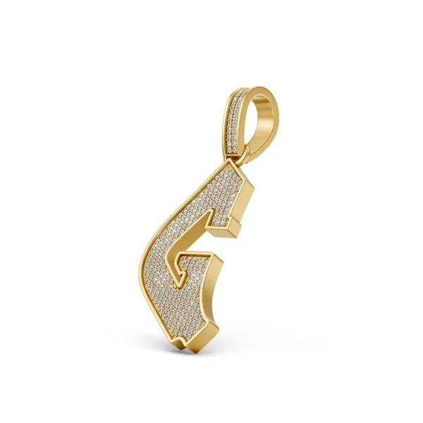 Unisex Round Natural Diamond "G" Initial Letter Pendant