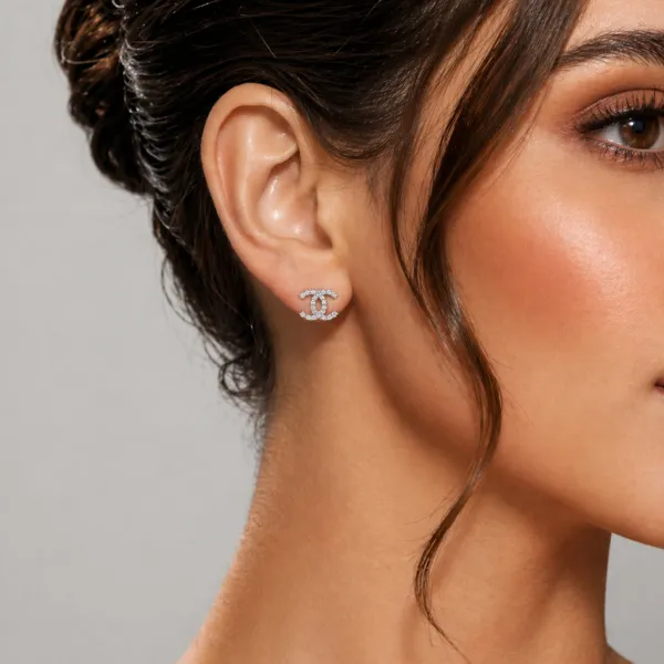 Natural Diamond CC Stud Earrings