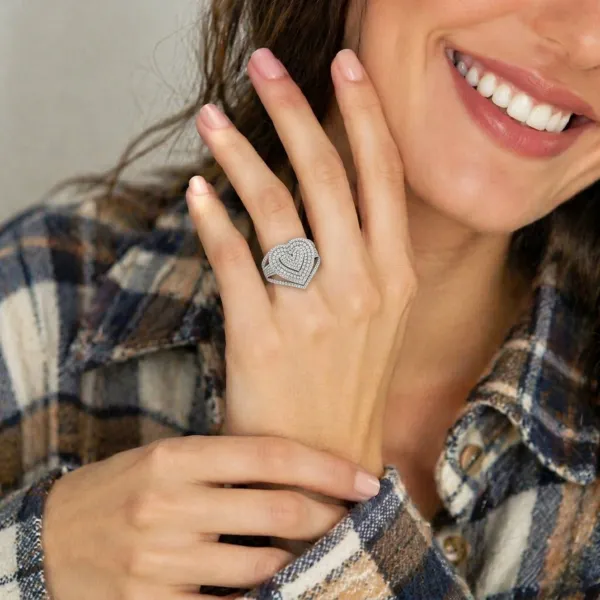 Nyla Romantic Heart Shape Round Natural Diamond Ring