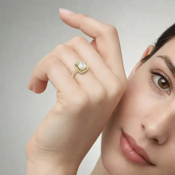 Emerald Cut Lab Ggrown Diamond Halo Engagement Ring