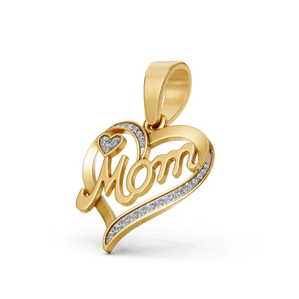 Mom Heart Natural Diamond Pendant