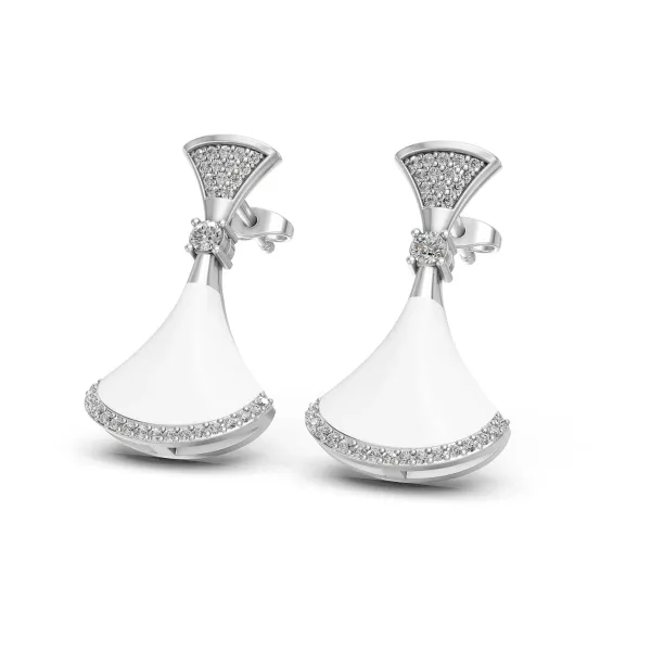 Mother Of Pearl Natural Diamond Earrings