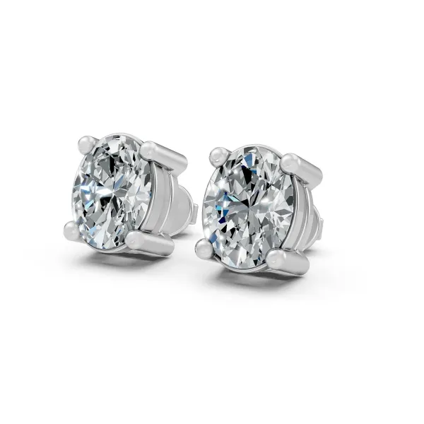 Oval Natural Diamond Solitaire Earrings