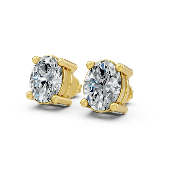 Oval Natural Diamond Solitaire Earrings