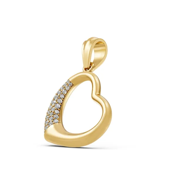 Natural Diamond Studded Heart Shaped Pendant