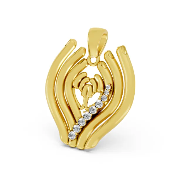 Mother And Baby Natural Diamond Hand Pendant