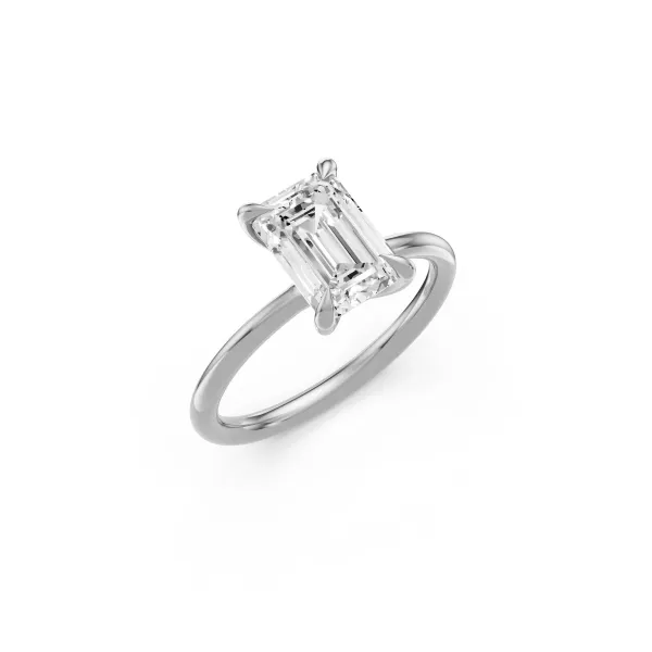 Aliz 1.5 CT Emerald Shape Lab Grown Diamond Engagement Ring