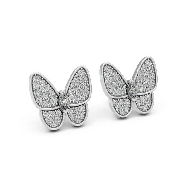 Butterfly Shape Natural Diamond Stud Earrings