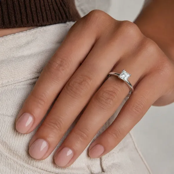 Dia Princess Natural Diamond Solitaire Ring For Women