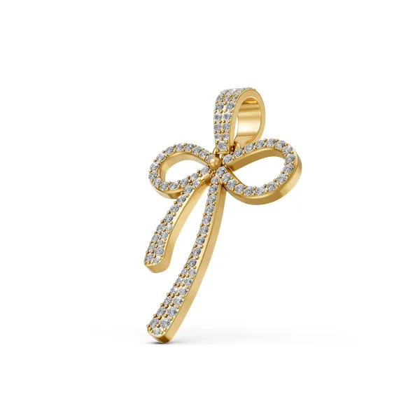Natural Diamond Bow Pendant