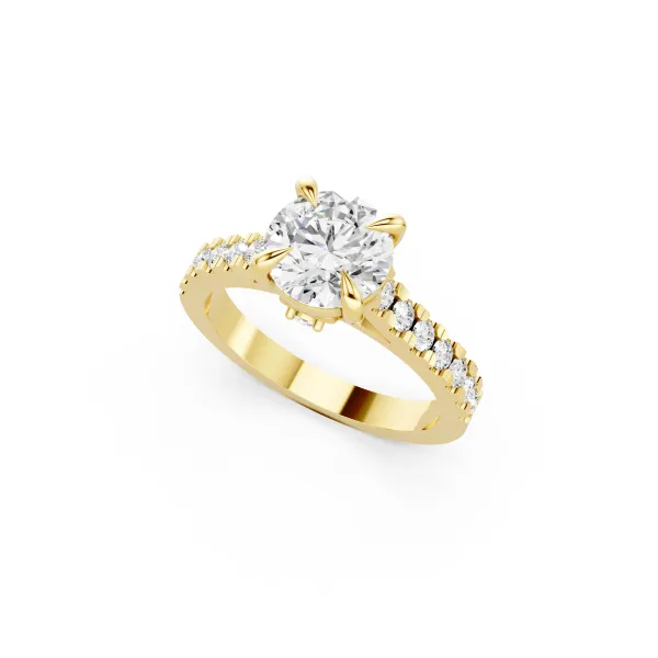 Round Lab Grown Center Diamond Double Side Diamond Ring