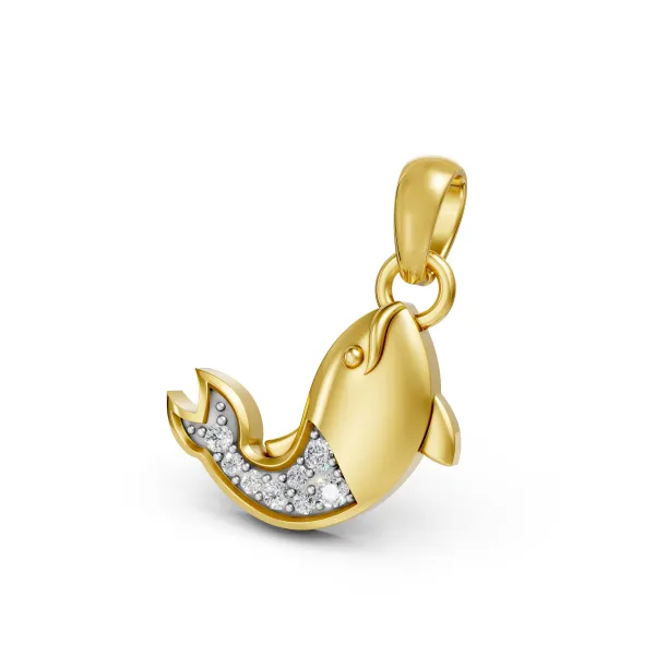 Dolphin Motif Natural Diamond Pendant