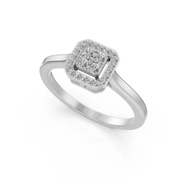 Amal 0.19 CT Natural Diamond Cluster Engagement Ring With Halo Design