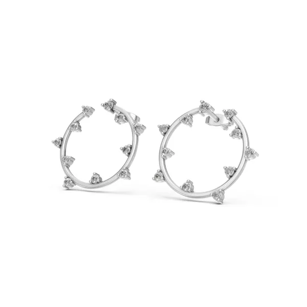 Small Natural Diamond Circle Earrings