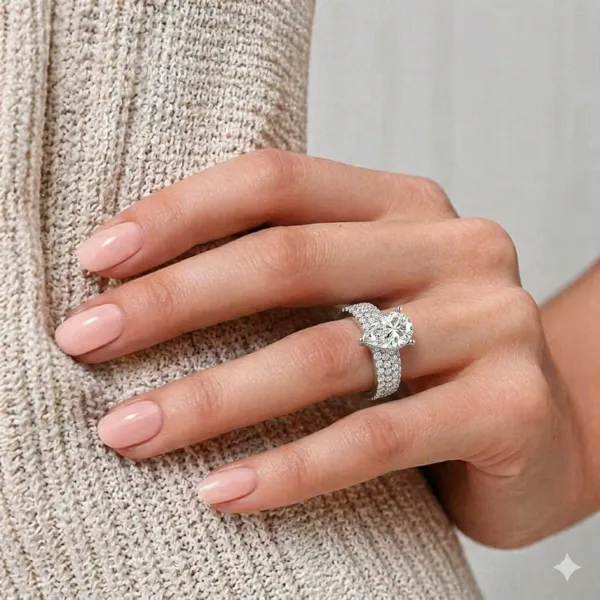 Pear Cut And Round Lab Grown Diamond Engagement Ring